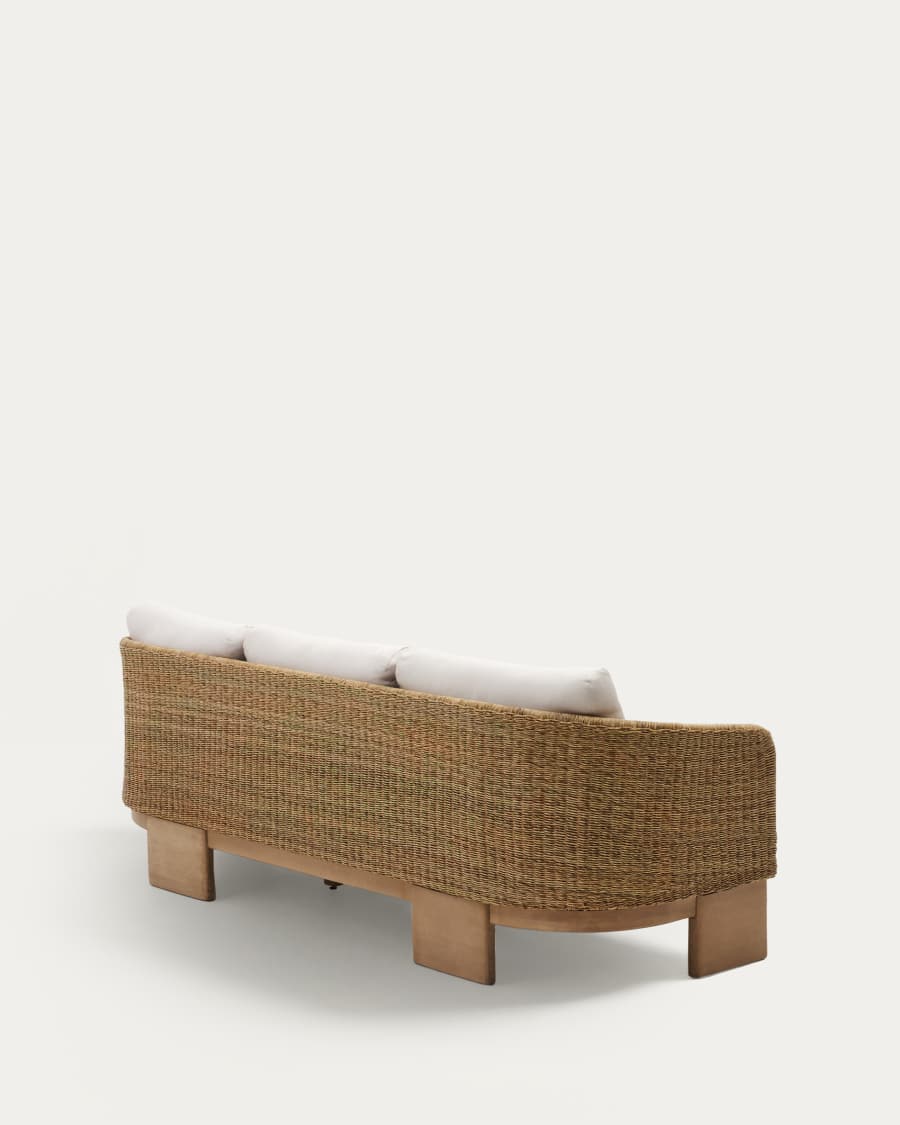 Xoriguer 3-seater sofa in synthetic rattan and solid eucalyptus wood, 223 cm FSC 100%