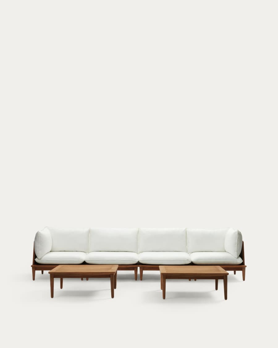 Portitxol modulares Set 2 Ecksessel, 2 Sessel und 2 Couchtische aus massivem Teakholz