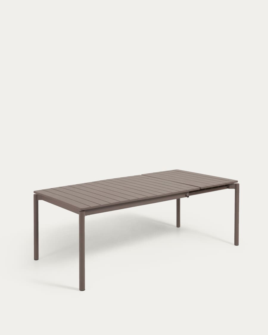 Zaltana extendable aluminium outdoor table with matt brown finish 140 (200) x 90 cm