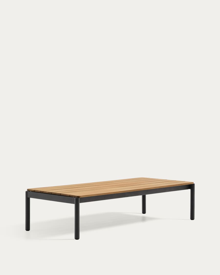 Couchtisch Sorells aus grauem Aluminium und Teakholz 63 x 144,6 cm FSC 100%