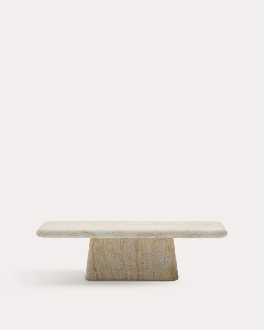 Drasi coffee table in cement with travertine-effect finish 140 x 70cm