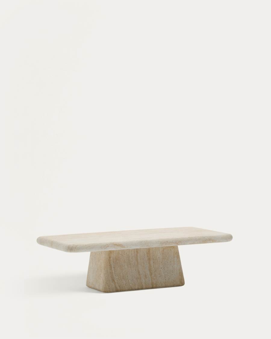 Drasi coffee table in cement with travertine-effect finish 140 x 70cm