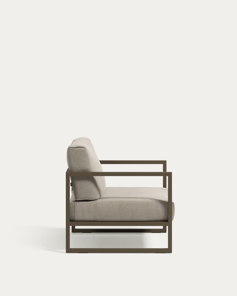Comova 100% outdoor armchair in light grey and green aluminium