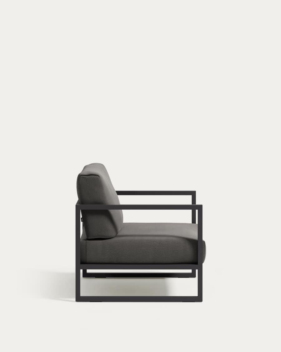Comova 100% outdoor armchair in dark grey and black aluminium