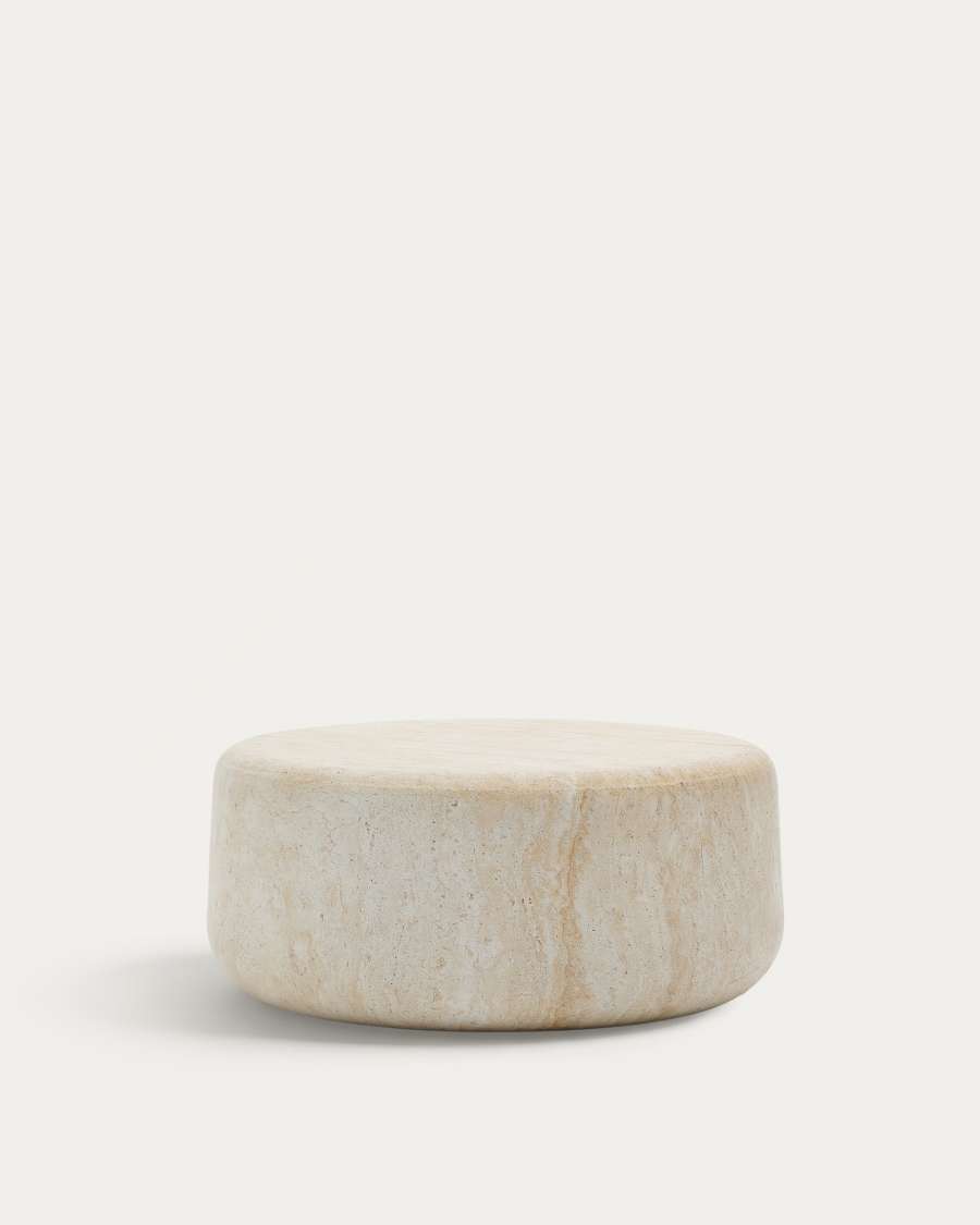 Τραπέζι σαλονιού Drasi από τσιμέντο με φινίρισμα από εφέ τραβερτίνης Ø90 εκ.