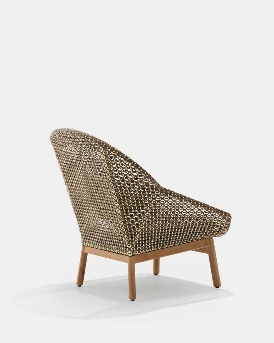 Olbia armchair with high backrest in synthetic rattan and FSC 100% solid teak wood