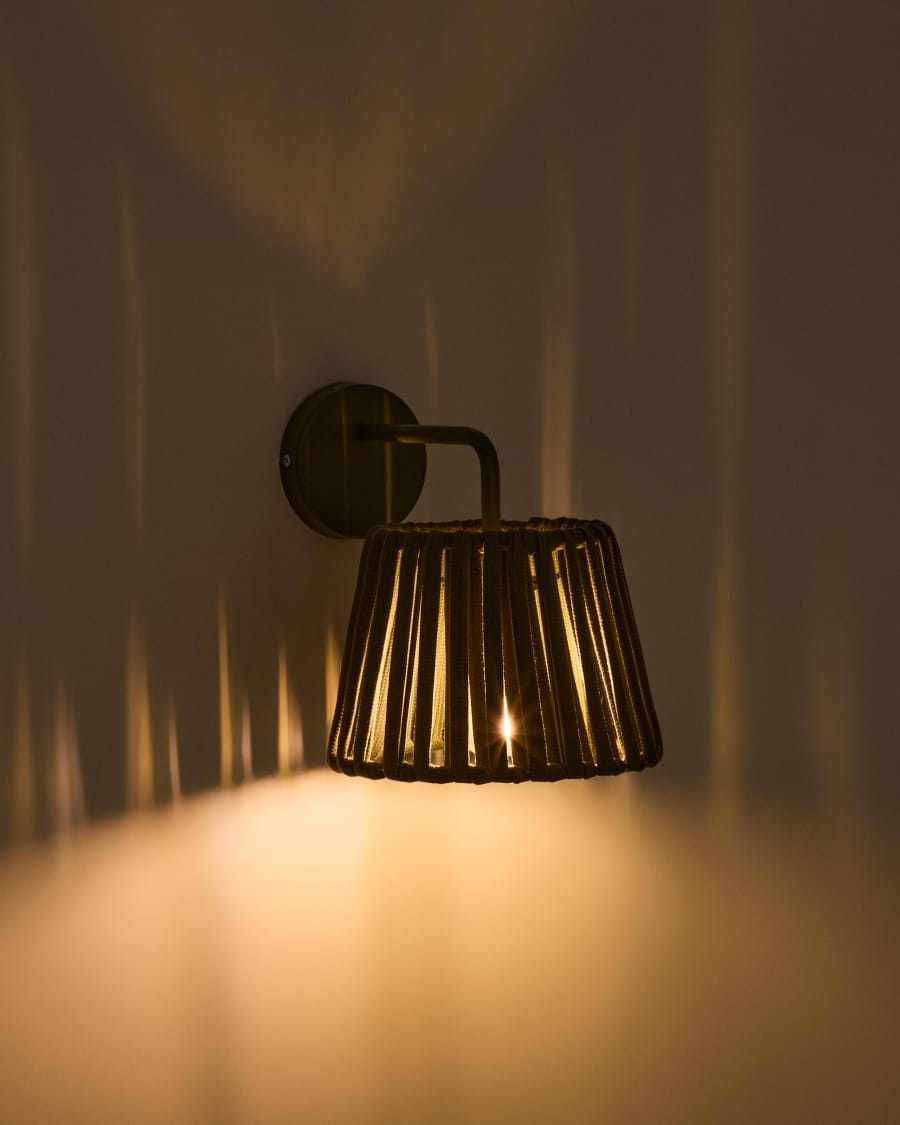 Aldet green outdoor wall light in flat rope cord and metal