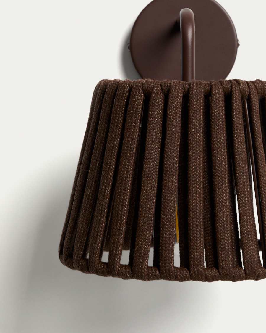 Aldet brown outdoor wall light in flat rope cord and metal