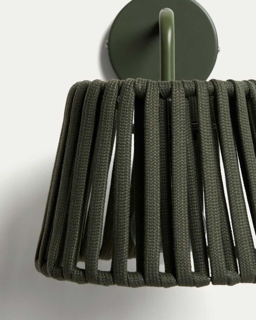 Aldet green outdoor wall light in flat rope cord and metal
