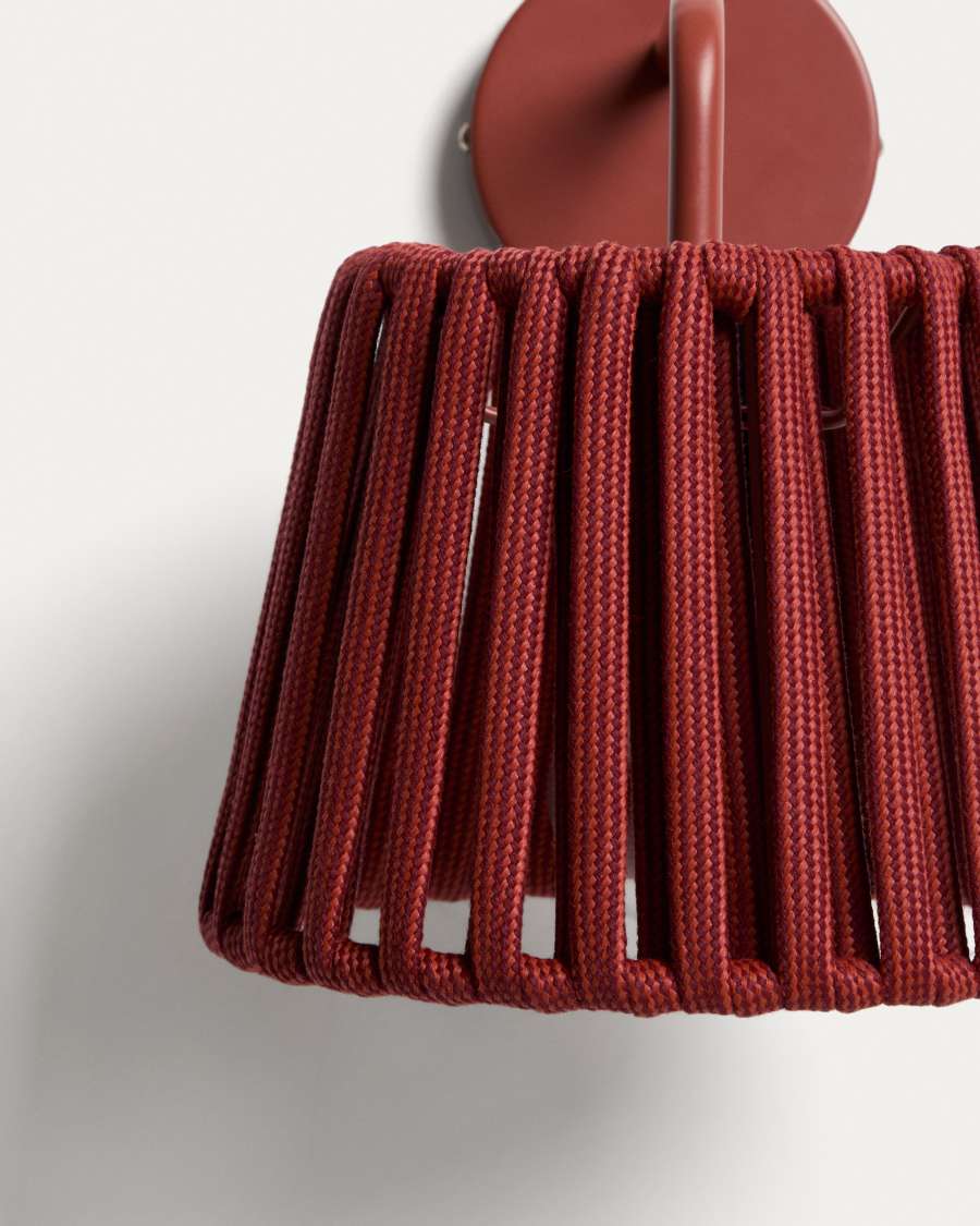 Aldet terracotta outdoor wall light in flat rope cord and metal