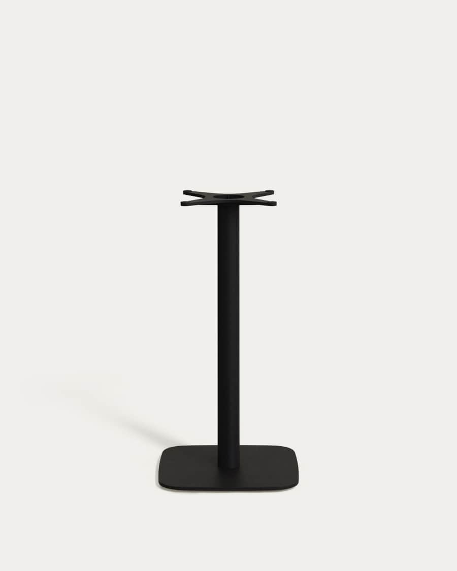 Hoher quadratischer Bar-Tisch Saura schwarzer Stahl Akazienholz mit natürlichem Fi FSC 100%