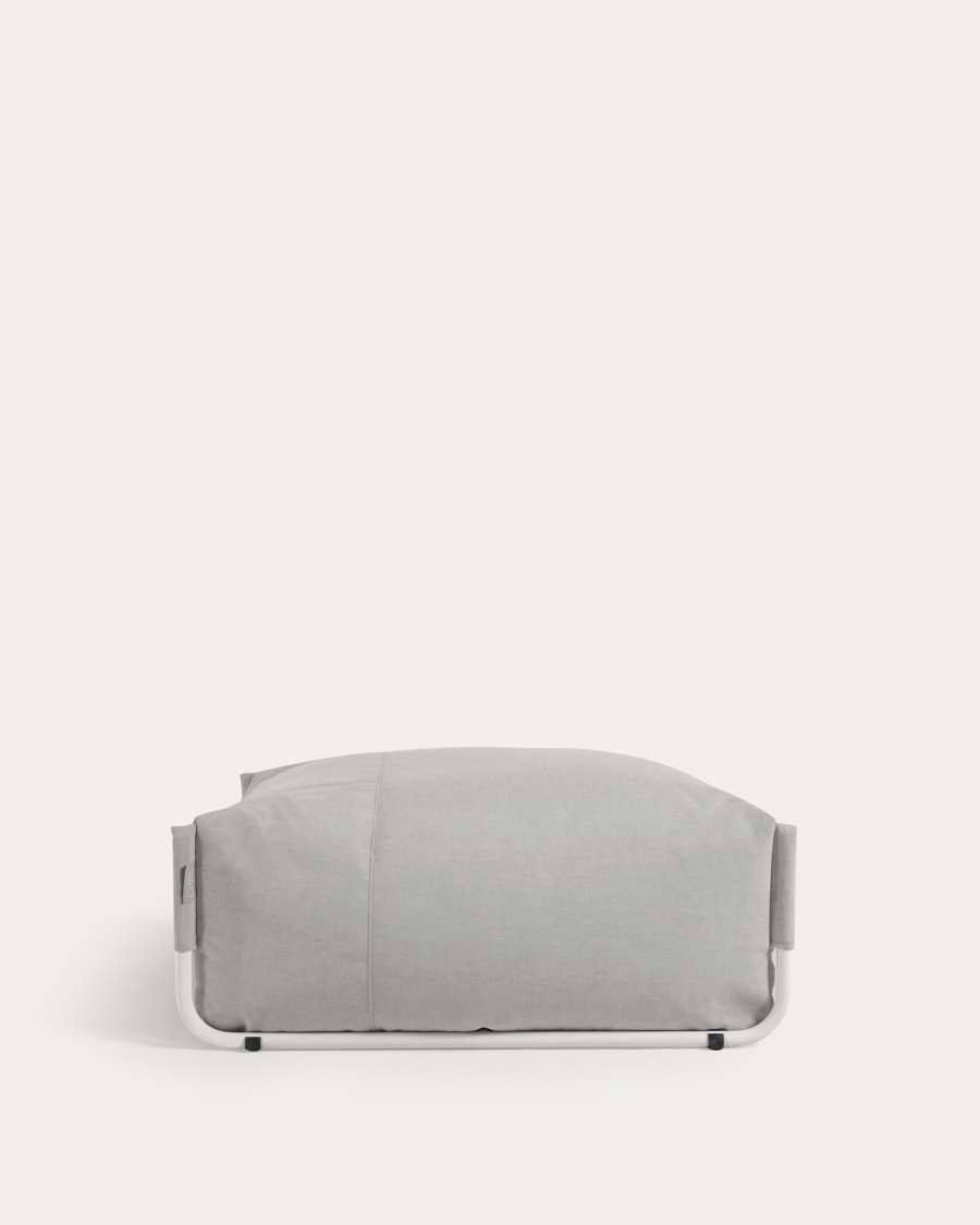 Pouf canapé modulaire Square 100 % extérieur gris clair et aluminium blanc 101 x 101 cm