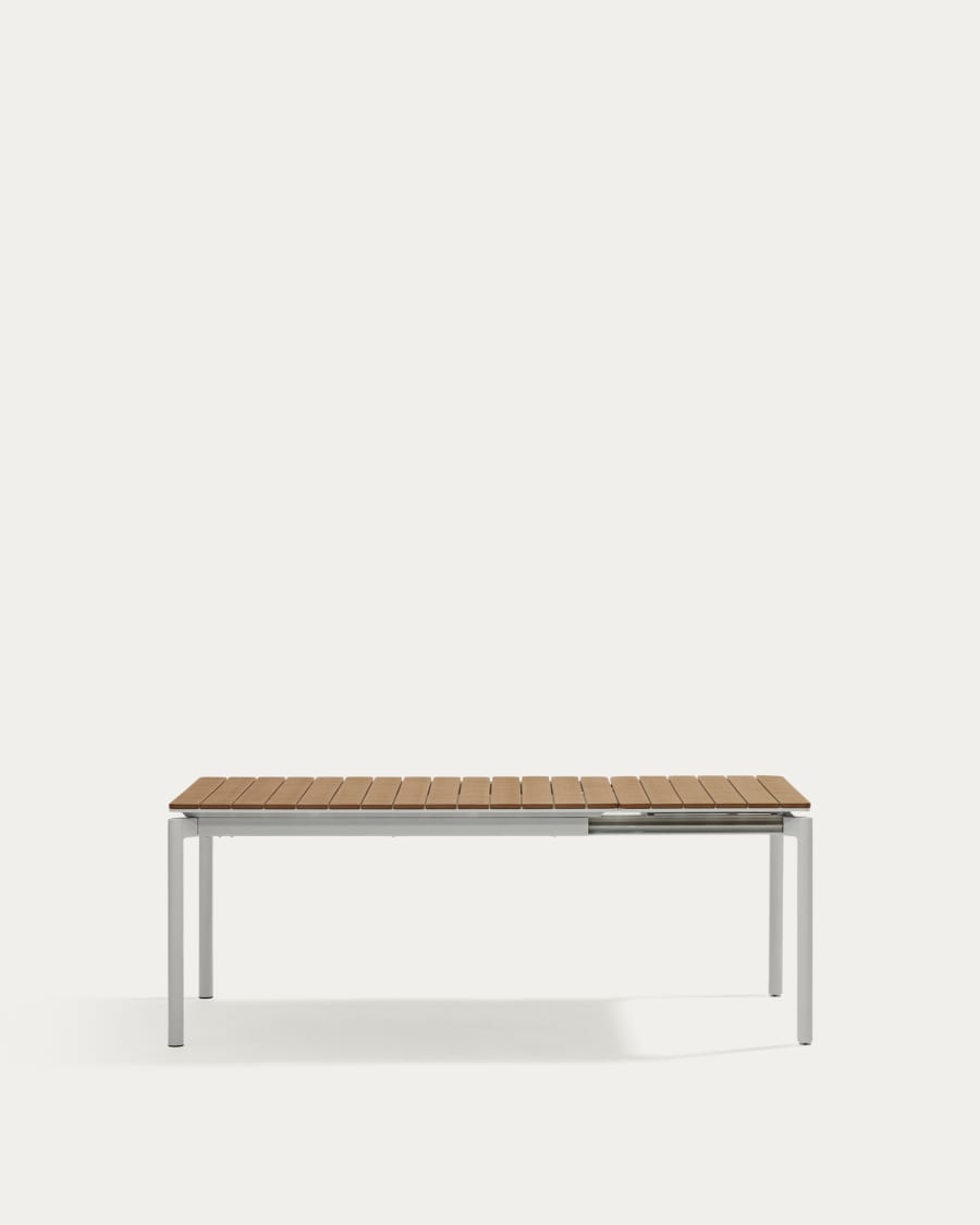 Taula extensible d'exterior Canyelles de polifusta i alumini gris clar 140(200)x90 cm