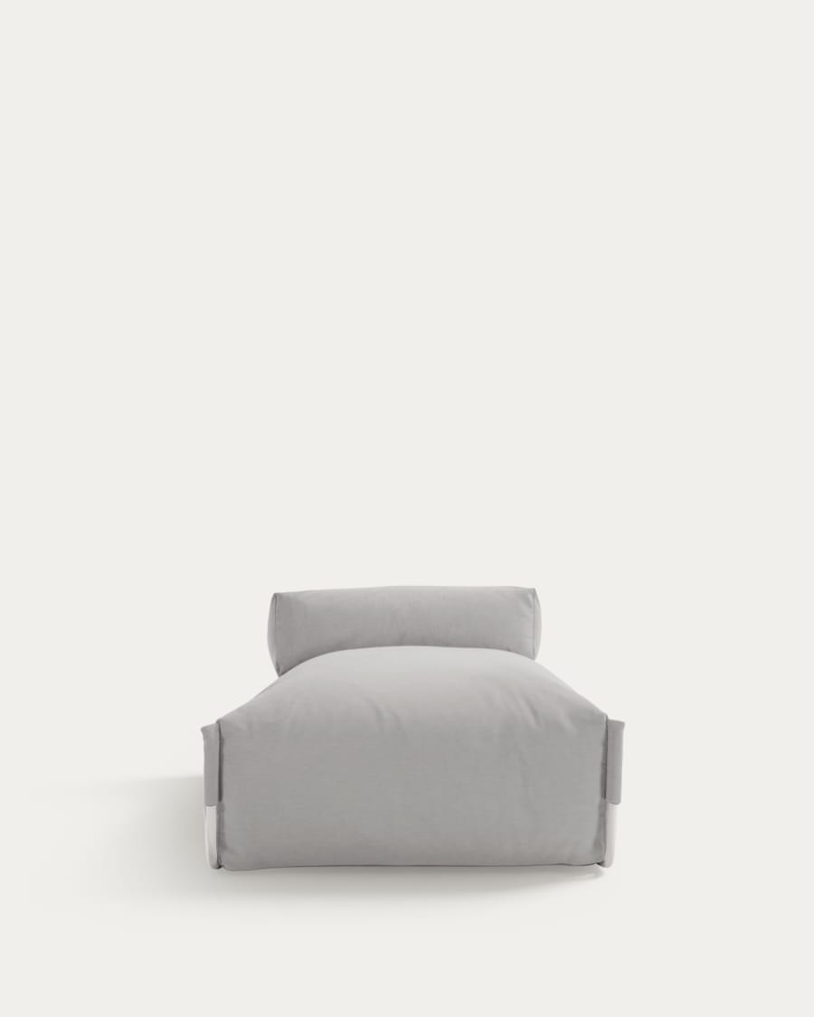 Square chaise longue pouffe with backrest in light grey with white aluminium, 165 x 101 cm