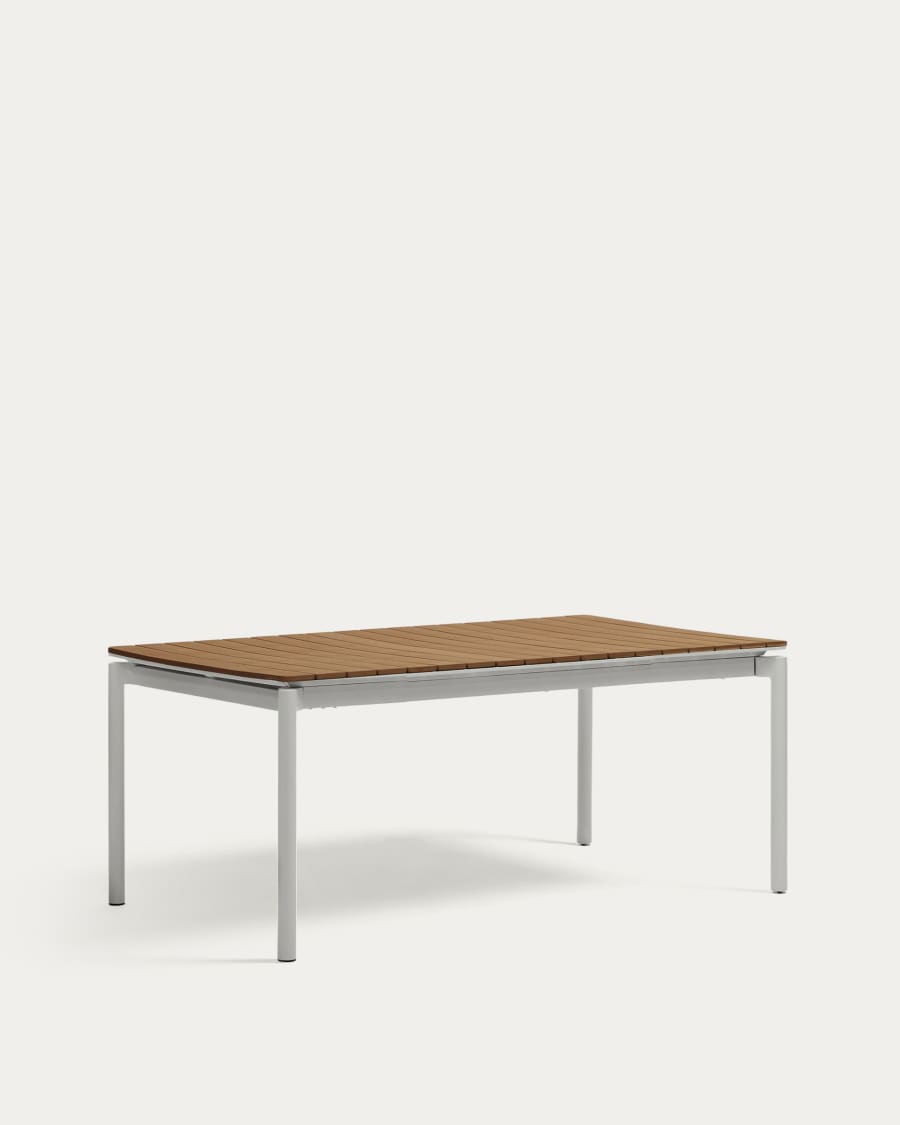 Canyelles outdoor extendable table in polywood and aluminium in light grey 180 (240) x 100cm