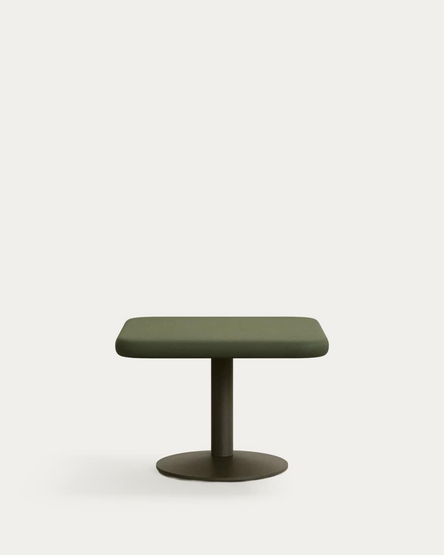 Esilda outdoor table with green cement top 70x70cm and green steel base Ø42x45cm