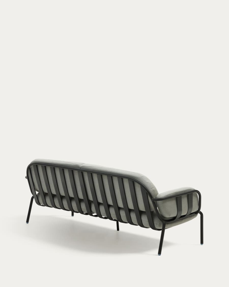 Joncols outdoor aluminium 3 seater sofa with powder coated grey finish, 225 cm