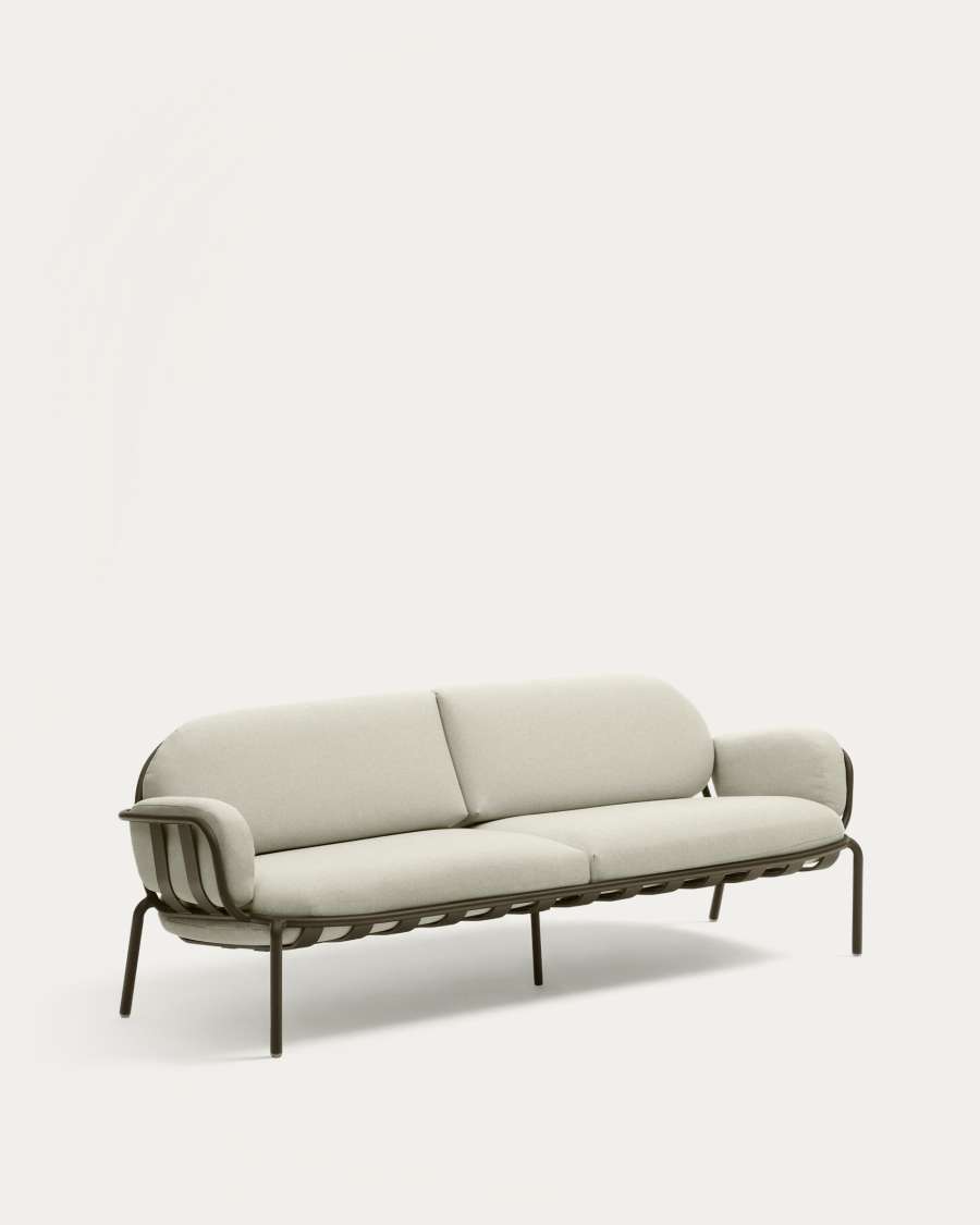 Joncols outdoor aluminium 3 seater sofa with powder coated green finish, 225 cm