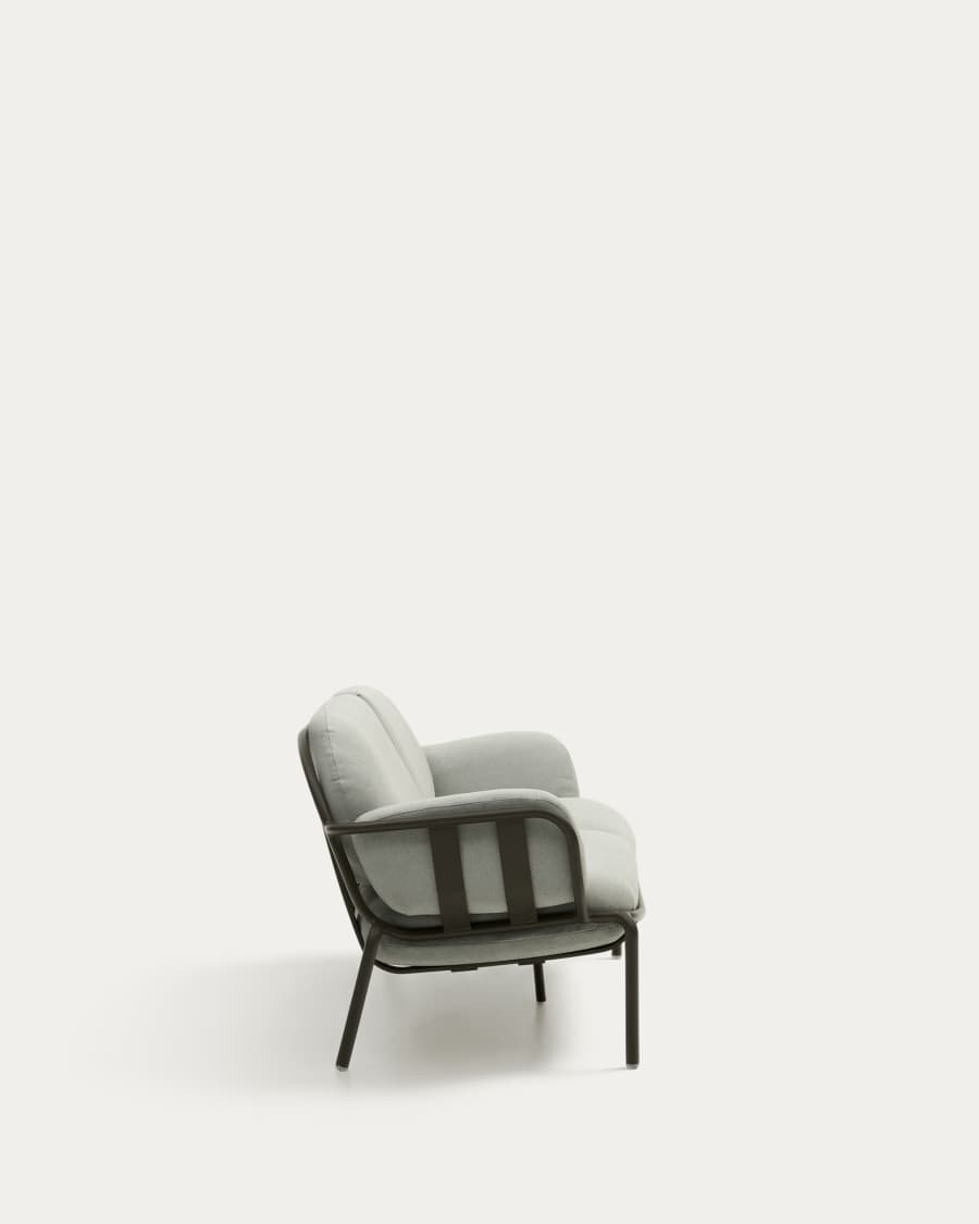 Joncols outdoor 3-seater sofa with grey upholstery and aluminium with green painted finish 225cm