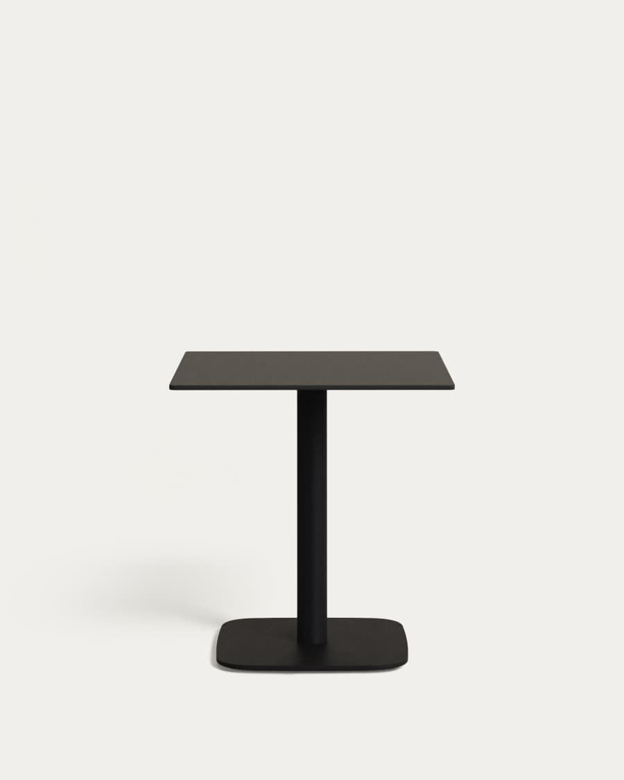 Dina Outdoor-Tisch schwarz mit schwarz lackiertem Metallbein 68 x 68 x 70 cm