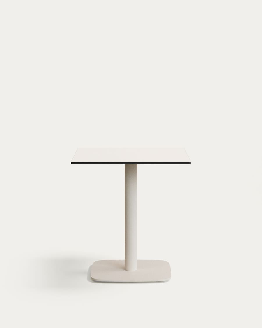 Dina outdoor table in white with metal leg in a painted white finish, 68 x 68 x 70 cm