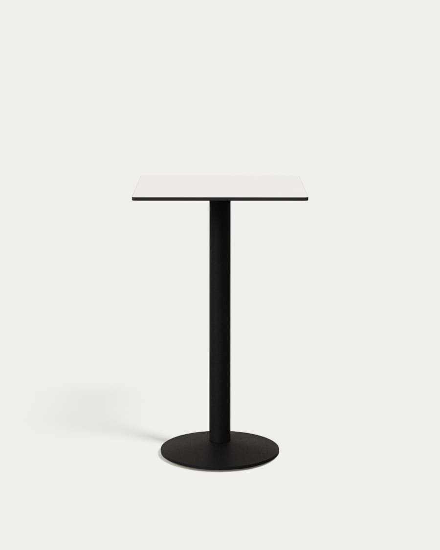 Esilda high table in white with metal leg in a painted black finish, 60 x 60 x 96 cm