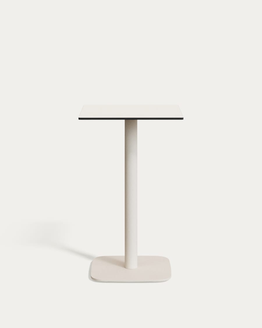Dina high outdoor table in white with metal leg in a painted white finish, 60x60x96 cm