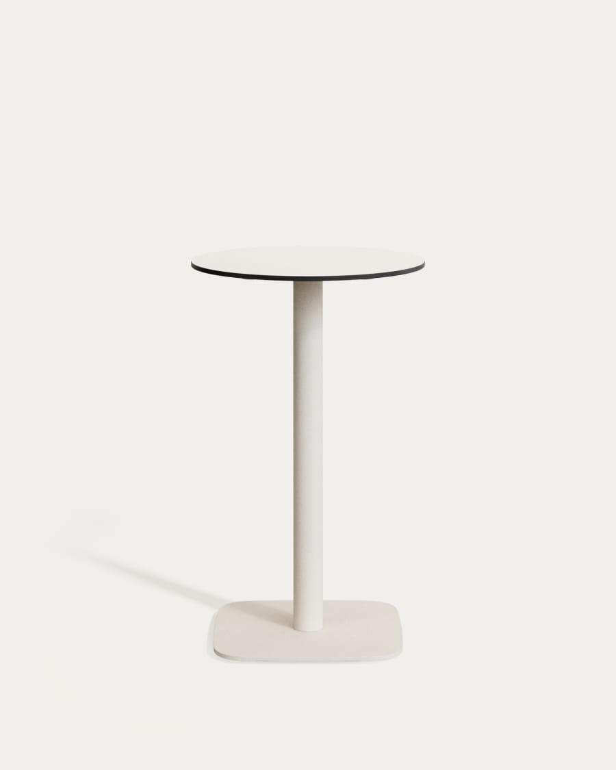 Dina high round outdoor table in white with metal leg in a painted white finish, Ø 60 x 96 cm