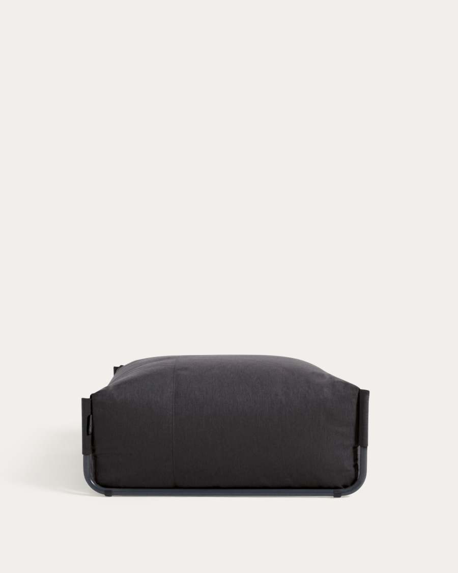 Square modular 100% outdoor sofa pouffe in dark grey with black aluminium, 101 x 101 cm