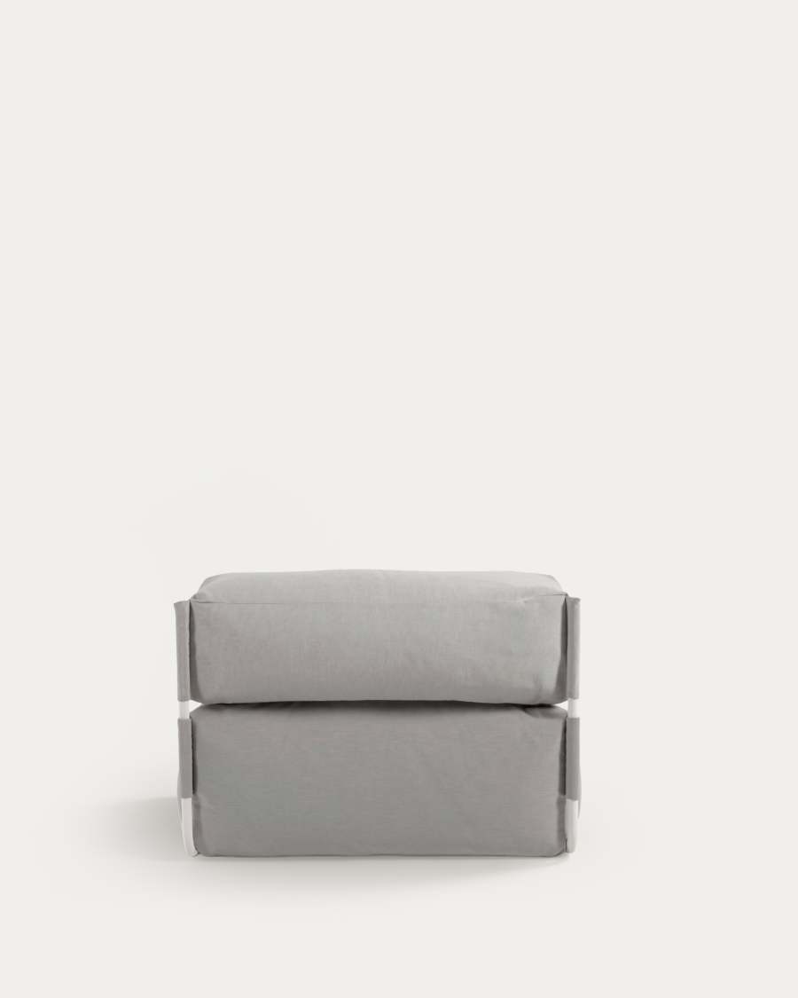 Square chaise longue pouffe with backrest in light grey with white aluminium, 165 x 101 cm