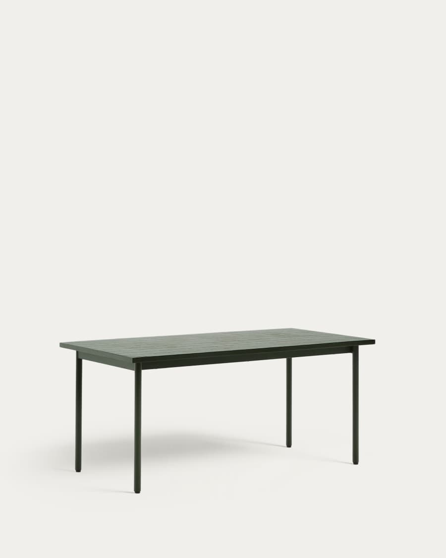 Maurina outdoor table in green galvanised steel with green tiles 182 x 91cm
