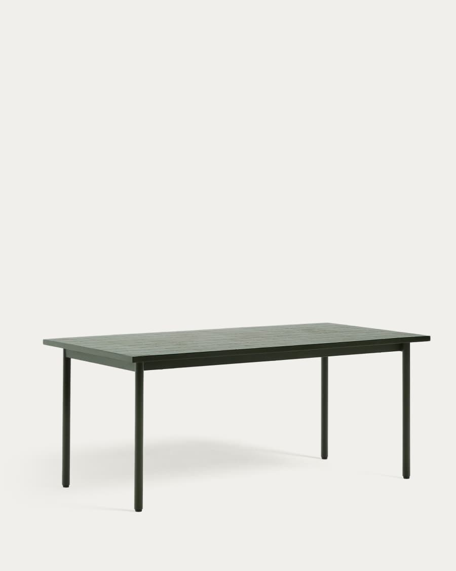 Maurina outdoor table in green galvanised steel with green tiles 223 x 101cm