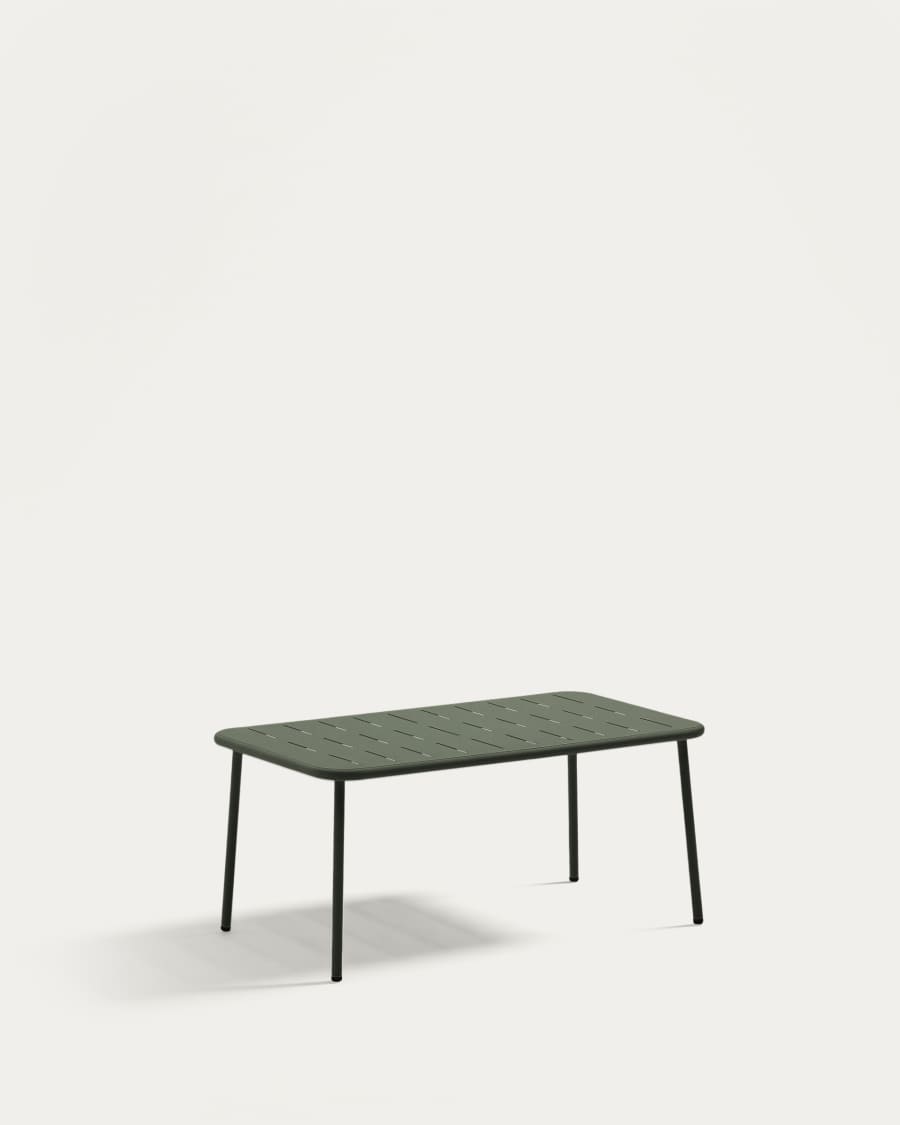 Zivia outdoor coffee table in green galvanised steel 90 x 50cm