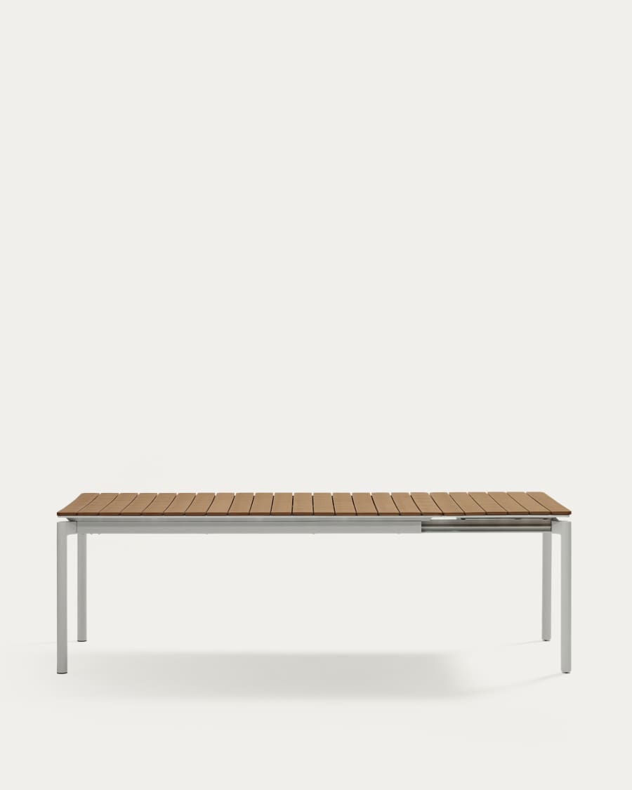 Canyelles outdoor extendable table in polywood and aluminium in light grey 180 (240) x 100cm