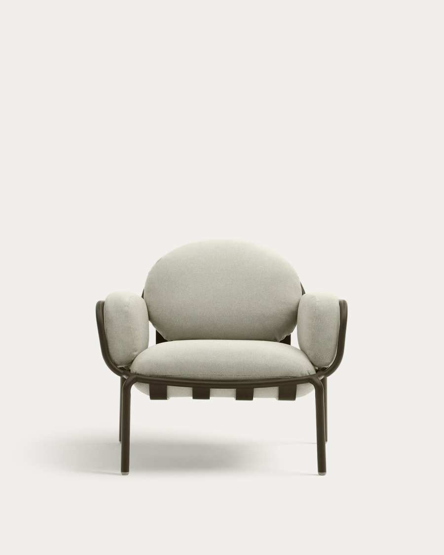 Joncols outdoor aluminium armchair with a powder coated green finish