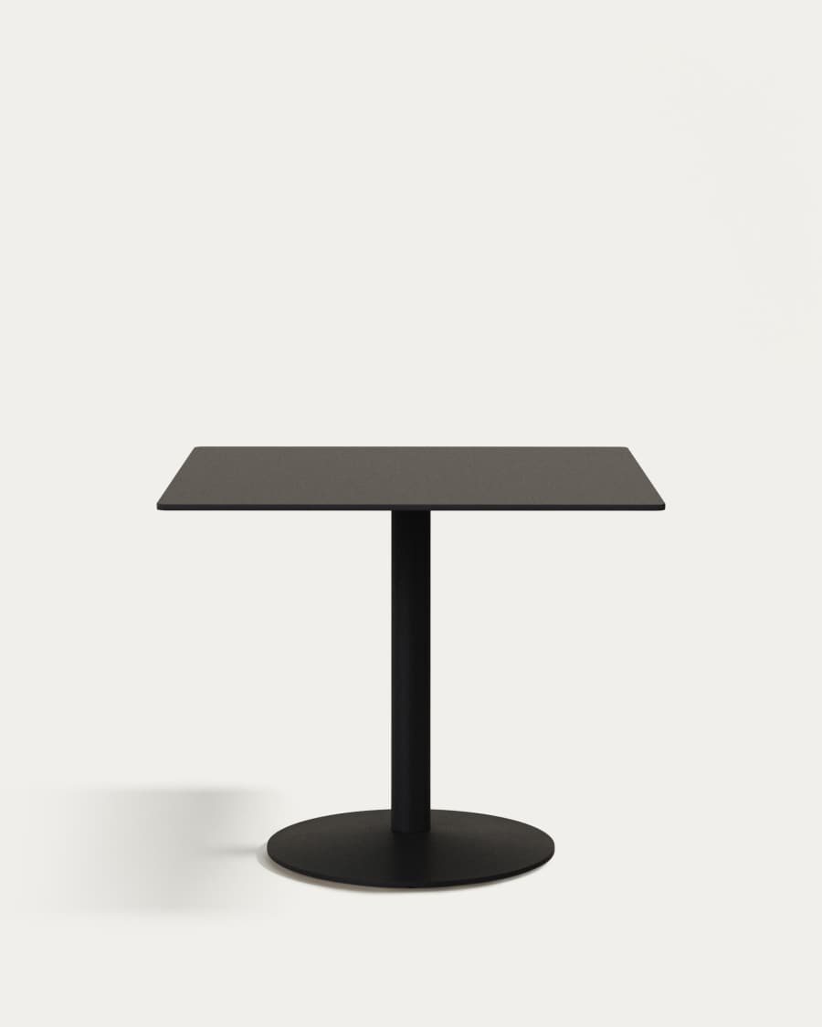 Esilda Outdoor-Tisch schwarz mit schwarz lackiertem Metallgestell 90 x 90 x 70 cm