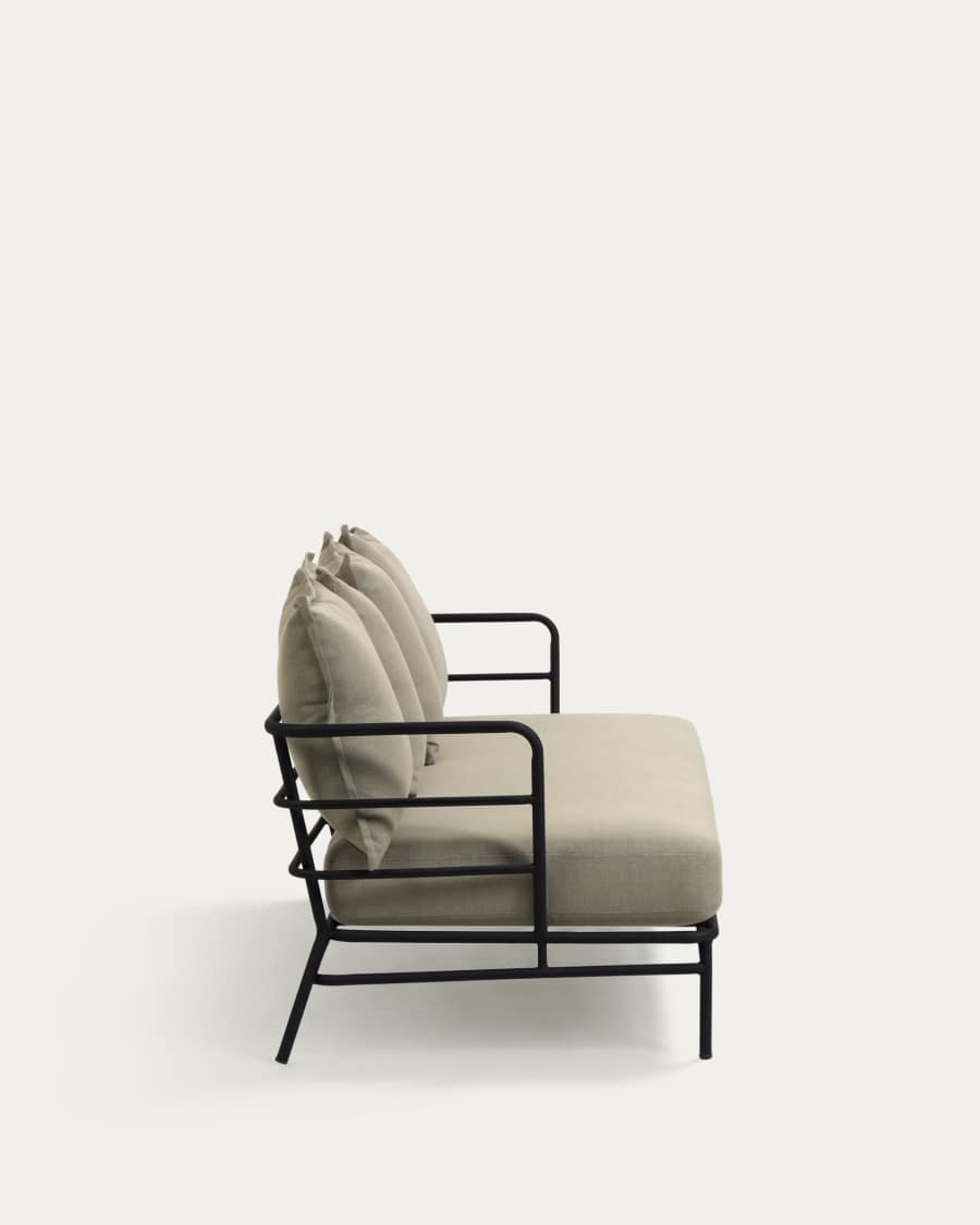 Mareluz 3 seater sofa in black steel, 197 cm