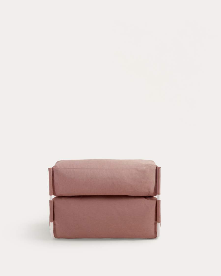 Square chaise longue pouffe with backrest in terracotta with white aluminium, 165 x 101 cm