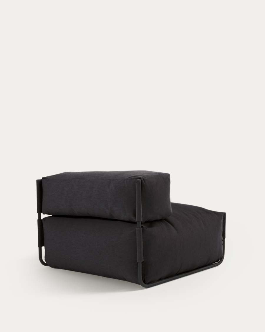 Square poef in grijs en zwart met rugleuning voor 100% outdoor modulaire bank 101 x 101 cm
