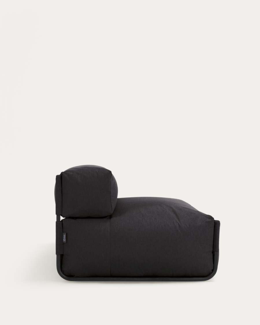 Square poef in grijs en zwart met rugleuning voor 100% outdoor modulaire bank 101 x 101 cm