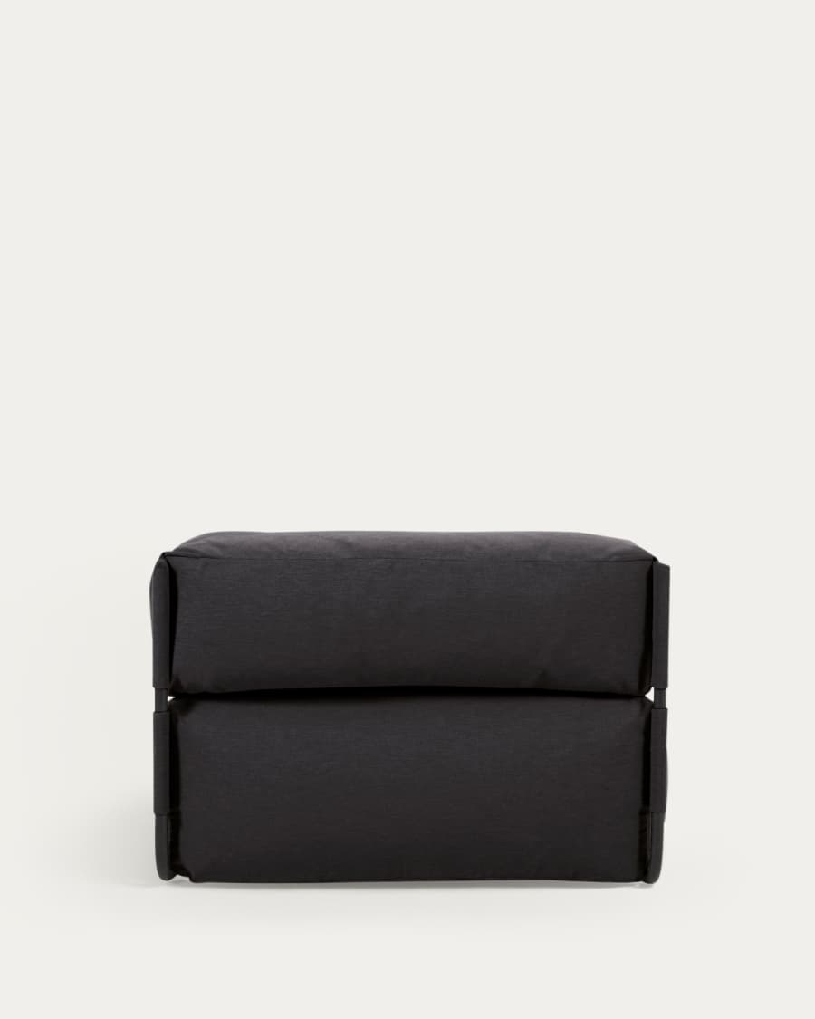 Square poef in grijs en zwart met rugleuning voor 100% outdoor modulaire bank 101 x 101 cm