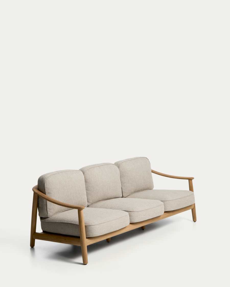 Elunda 3-seater outdoor sofa in solid teak wood FSC 100% 215cm