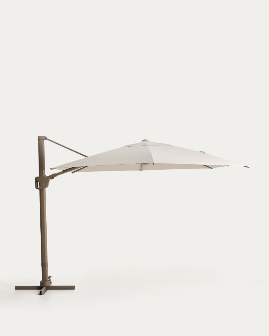 Noli beige cantilever parasol with taupe aluminium structure 300 x 420cm