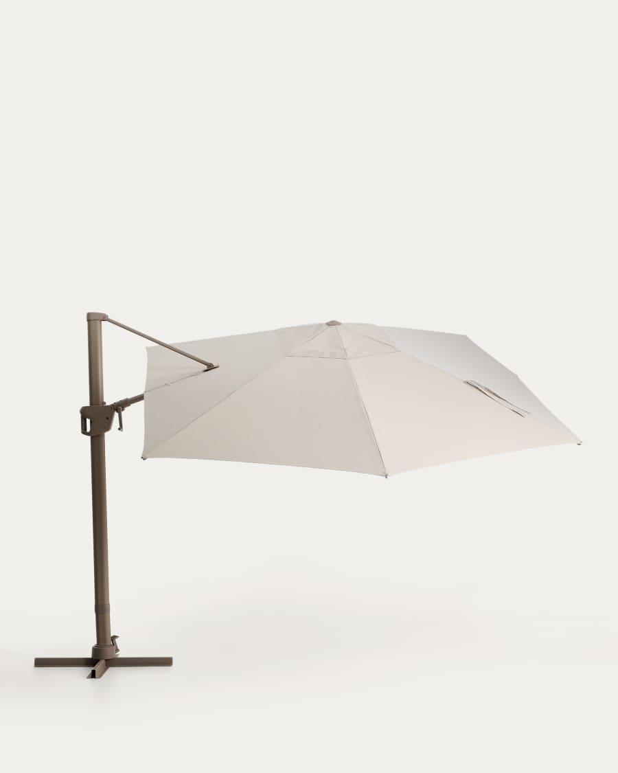 Noli beige cantilever parasol with taupe aluminium structure 300 x 420cm