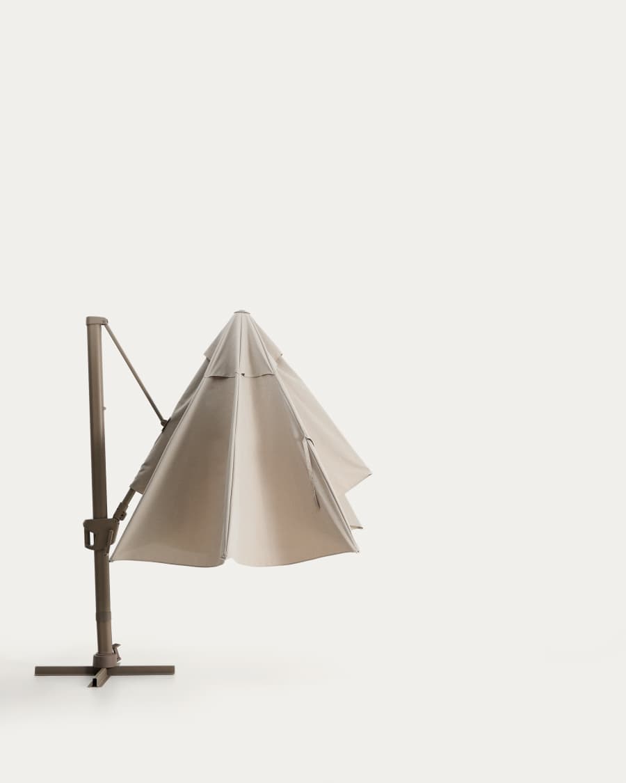 Noli beige cantilever parasol with taupe aluminium structure 300 x 420cm