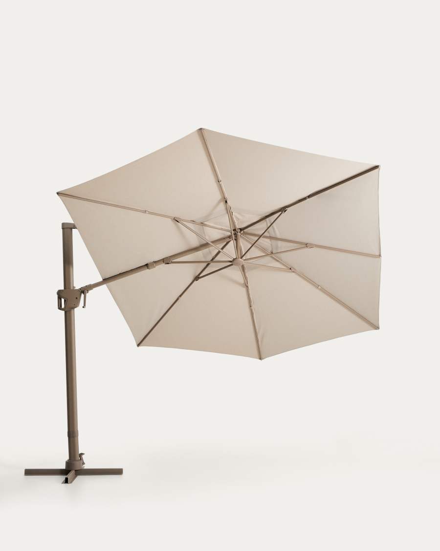 Noli beige cantilever parasol with taupe aluminium structure 300 x 420cm