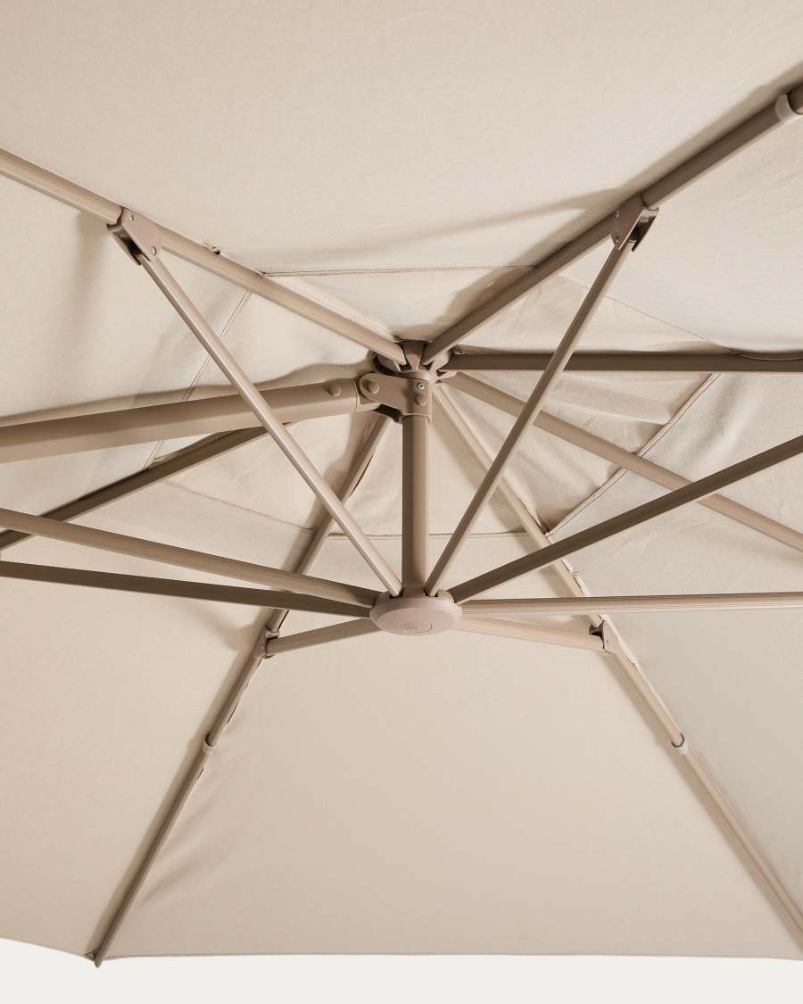 Noli beige cantilever parasol with taupe aluminium structure 300 x 420cm