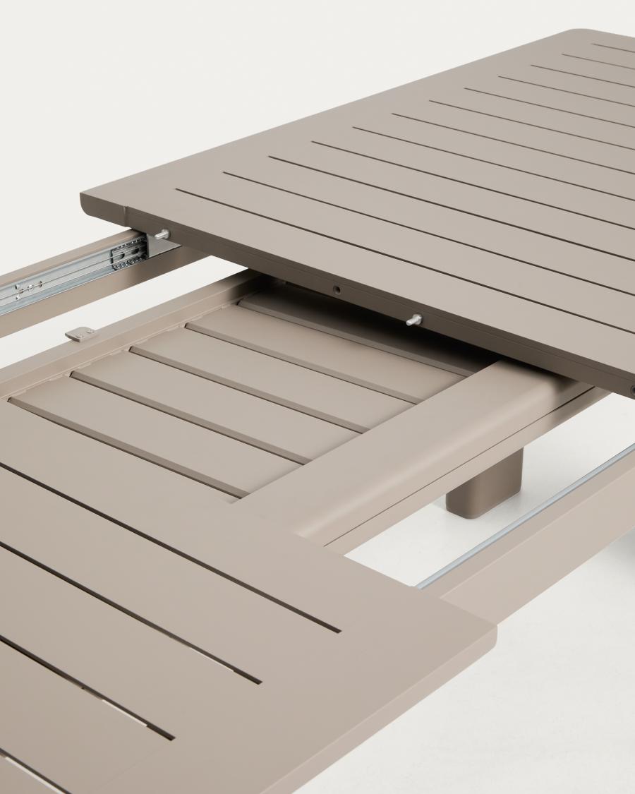 Table extensible Livorno en aluminium taupe 233(350) x 100 cm