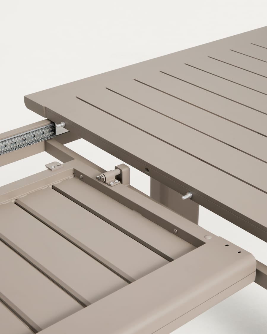 Table extensible Livorno en aluminium taupe 233(350) x 100 cm