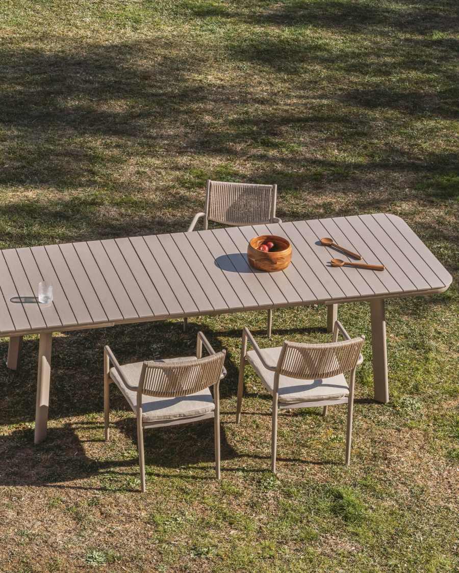 Argasi chair in taupe aluminium and beige synthetic rope cord